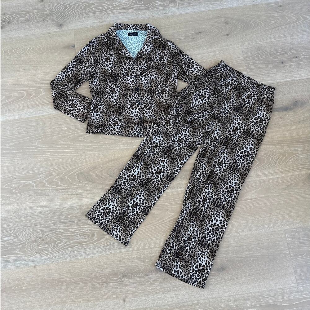 White Fox Pyjama Set Leopard pIllow Talk Size Xs Brown Black
